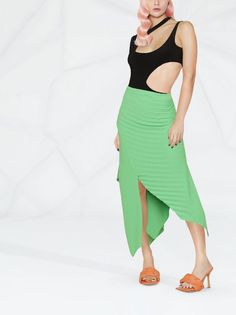 A.W.A.K.E. Mode Pleated Asymmetric Midi Skirt - Farfetch Fitted Asymmetrical Green Skirt, Green Asymmetrical Fitted Skirt, Green Fitted Asymmetrical Draped Skirt, Spring Pleated Draped Skirt, Asymmetrical Pleated Summer Skirt, Spring Party Draped Midi Skirt, Summer Asymmetrical Pleated Draped Skirt, Summer Party Midi-length Draped Skirt, Summer Pleated Asymmetrical Draped Skirt