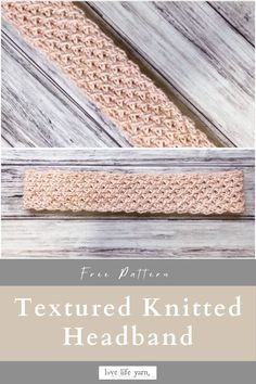 Easy Textured Knitted Headband (Free Knitting Pattern) Knitted Headband Pattern, Knitting Headband, Textured Knitting, Knit Headband Pattern, Mattress Stitch, Easy Knitting Projects, Free Pattern Download, Yarn Bee, Knitted Headband