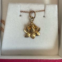 Brand New, Still In Box Helen Ficalora 14k Yellow Gold Lotus Flower Charm With Chain. Great Christmas Gift Or Hanukkah Gift. Gratefully Received Originally As A Gift, But Ready For It To Be A Gift For Someone Else Who Will Truly Adore It. In Perfect Condition. From Helen Ficalora Website: “Throughout History, The Lotus Flower Has Stood As A Symbol For Purity; What Better Way To Honor Its Legend Than In Pure Gold? Helen's 14k Gold Lotus Flower Charm Is Lovingly Crafted In New York, And Is 16.3 X 11mm Worth Of Rebirth And Resilience, With A Promise To Last As Long As The Story Of The Lotus.” Note: I Selected “New With Tags” For This Item, Though There Is No Visible Tag - There May Lotus Jewelry Gold, Lotus Flower Jewelry, Gold Lotus Flower, Gold Flower Necklace, Lotus Flower Necklace, Lotus Necklace, Gold Lotus, Flower Charm Necklace, The Lotus Flower