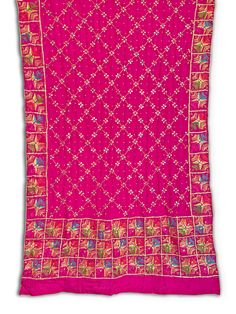 Pink Pure Silk Handwork Phulkari Dupatta at PinkPhulkari California Phulkari Pants, Gotta Patti Work, Patiala Salwar Suits, Bridal Dupatta, Rani Pink, Phulkari Dupatta, Chikankari Suits, Gotta Patti, Work Pattern