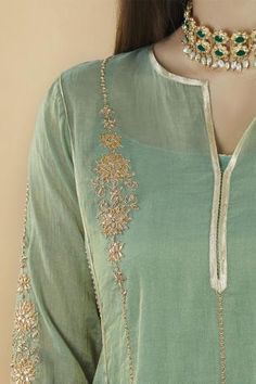 Shop for Nini Mishra Green Embroidered Kurta for Women Online at Aza Fashions Straight Kurta With Gota Work For Reception, Festive Floral Embroidered Kurta For Reception, Elegant Cotton Silk Kurta With Dori Work, Transitional Traditional Wear With Floral Embroidery In Pista Green, Chanderi Kurta With Gota Work For Reception, Chanderi Kurta With Dori Work For Reception, Pista Green Anarkali Kurta With Floral Embroidery, Elegant Pista Green Kurta With Dori Work, Straight Kurta With Floral Embroidery For Reception