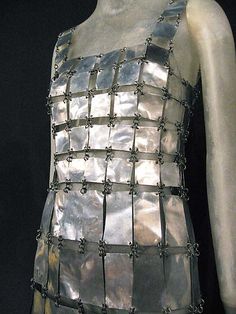 Dress  Paco Rabanne  (French, born Spain, 1934)  Date: 1967 Culture: French Medium: metal Paco Rabanne Dress, 1960s Mini Dress, Crazy Fashion, Futuristic Fashion, Art Dress, New Fashion Trends, 60s Fashion