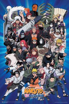 the poster for naruto shippui, which features many different characters and their names