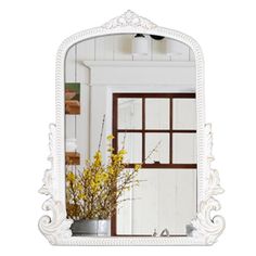 PRICES MAY VARY. Decorative Baroque Wall Mirror: This Washed white-colored mirror with a Luxurious arched frames adds a stylish touch to the home. White Arched Mirror: This farmhouse mirror design with 16 x 21 inches . Whether hanging on the wall or on the mantel, this round decorative mirror is the perfect choice! Easy to Mounted : This hanging wall mirror comes with pre-installed hooks on the back. Special Gifts :This beautiful vintage round mirror is the perfect housewarming gift to decorate Round Decorative Mirror, Baroque Wall, Mantel Mirror, Arch Wall Mirror, Farmhouse Mirror, Round Mirror Decor, Antique Mantel, Baroque Mirror, Farmhouse Mirrors