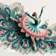 an artistically designed paper art piece depicting a woman dancing with her arms outstretched in the air