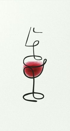 a drawing of a glass of red wine on a white background with the word let it go written in cursive writing