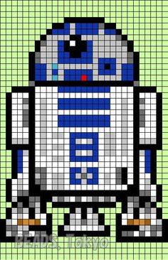 a cross stitch pattern of a robot from star wars