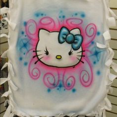 Hello Kitty Spray Paint Shirt, Airbrush Hello Kitty, Hello Kitty Airbrush Shirt, Spray Paint Designs On Clothes, Airbrush Shirts 2000s Outfits