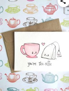 a card with some tea cups on it