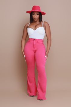 Best Online Women's Fashion Clothing Boutique Store - Swank A Posh Trendy Pink Cotton Flare Jeans, Pink Mid-rise Cotton Flare Jeans, Pink Fitted High-rise Flare Jeans, Trendy Pink Stretch Jeans, Trendy Pink Flare Jeans For Summer, Fitted High-rise Pink Flare Jeans, Trendy Stretch Pink Jeans, Pink High Rise Stretch Flare Jeans, High Rise Pink Flare Jeans