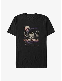 a black t - shirt with an image of a skeleton and the words nightmares on it