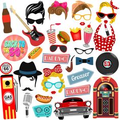 a bunch of different types of stickers on a white background