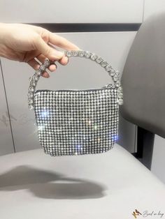 Bird in Bag - Elegant Rhinestone Clutch Bag for Women's Evening Parties Handheld Crystal Bags With Rhinestones, Fringe Clutch, Rhinestone Clutch, Chain Pattern, Bag Elegant, Novelty Bags, Bird In Bag, Bag Bag, Mini Fashion