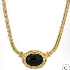 Look How Beautiful These Necklaces Are! 14k Gold Dipped Oval Snake 16" Adjustable Chain Featuring A Stunning Oval Shaped Semi Precious Stone Center! Perfect For That Finishing Touch To Any Outfit. Measurements: 16"L X 1.15"H X 1.83"W New With Tag Formal Oval Necklace With Black Enamel, Formal Oval Black Enamel Necklace, Elegant Oval Pendant Necklace With Black Enamel, Gold Necklace With Black Enamel Oval Pendant, Gold Oval Necklace With Black Enamel, Classic Oval Cabochon Necklace, Formal Oval Costume Jewelry Necklace, Semi Precious Necklace, Porcelain Necklace