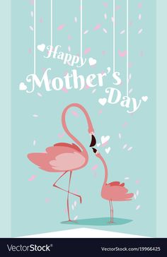 two pink flamingos in love for mother's day