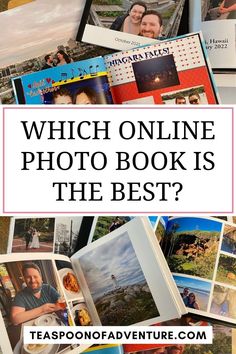 an open book with the title which online photo book is the best?