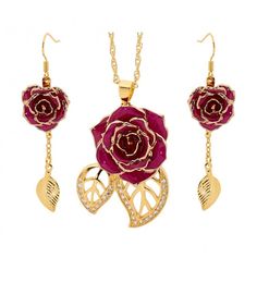 back Gold Dipped Rose, Summer Jewelry Trends, Pendant And Earring Set, Pretty Jewelry Necklaces, Latest Jewellery Trends, Synthetic Diamond, Trending Necklaces, Earring Trends, Easy Diy Jewelry