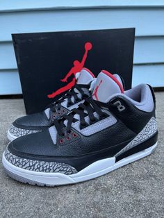 Nike Air Jordan 3 OG size 10 mens. Only worn a couple times. Comes with original box. These were purchased in 2018 from Finishline,they are 100% authentic and come with receipt. For more pictures or any questions please contact me. Nike Air Jordan 3, Black Cement, Air Jordan 3, Jordan 3, Girl Stuff, Nike Air Jordan, Cement, Air Jordan