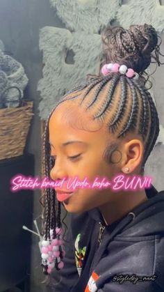 Braided Ponytail Hairstyles Black Kids, Trend Braids, Boho Bun, Braided Hairstyles For Black Kids, Toddler Braids, Braid Updo, Kid Hair