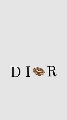 the word dior written in black and gold on a white background with leopard print