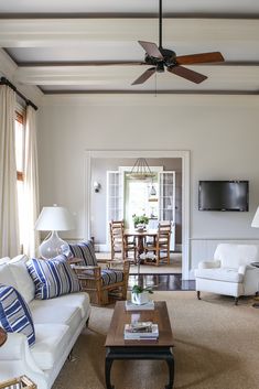 a living room filled with furniture and a flat screen tv