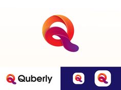 the logo for quberly is shown in red and blue, with an q on it