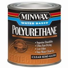 a can of clear satin water based polyurethane