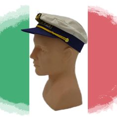 The hat needs refreshing. Size 58 - head circumference in centimeters Navy Travel Cap, Military Style Summer Visor Hat, Military Style Visor Hat For Summer, Nautical Style Cap For Boating, Nautical Cap For Boating, Adjustable Sailor Style Cap, Adjustable Sailor Cap, White Nautical Cap, Summer Military Cap Style Hat