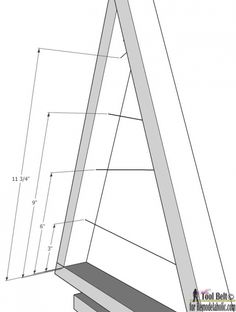 a drawing of a wooden bench with measurements for the top and bottom sections on it