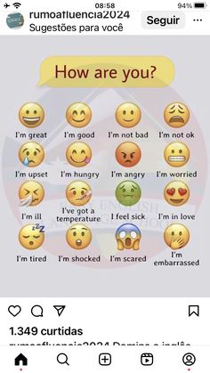 some emoticions that are in different languages on a cell phone with the caption'how are you? '