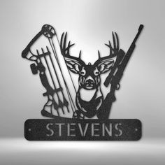 Great personalized deer hunter bow & rifle steel sign gift. – Coolcin Family Monogram Sign, Powder Coating System, Deer Signs, Monogram Art, Cabin Signs, Deer Hunter, Family Monogram, Deer Hunters, Monogram Signs