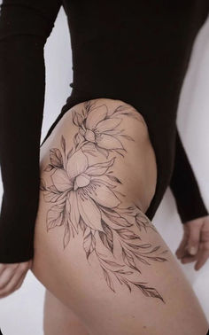 Floral Hip Tattoo, Flower Hip Tattoos, Font Tato, Hip Tattoo Designs, Tattoos Infinity