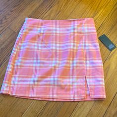 Size 8 From Target Preppy Pink Skort For Spring, Spring Pink Skort With Skirt Shape, Trendy Pink Lined Skirt, Pink Lined Skort For Summer, Casual Pink Mini Skirt For Spring, Trendy Pink Skirted Bottoms, Pink Casual Mini Skirt For Spring, Trendy Pink Mini Skort, Preppy Pink Fitted Mini Skirt