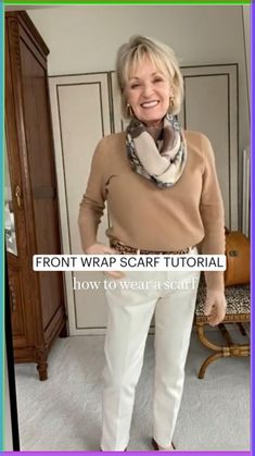 Wondering how to front wrap your scarf ? A Well Styled Life shows a simple way to front wrap your scarf to complete the styling of any look. Follow for more styling tips for women over 50.