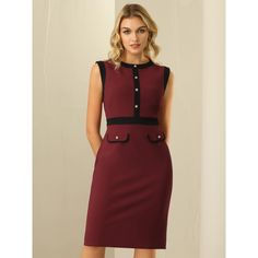 This dress can be a perfect addition to almost any outfit from formal to daily wear, great for work, meeting, office, businesses, work, party, cocktail, wedding, casual, daily dressing, etc. Pair with delicate necklace and heels for a chic office look. Comfortable and classic, this sheath dress is perfect on its own or as a layer under a blazer or jacket. Elegant Red Sleeveless Bodycon Dress, Sleeveless Midi Dress For Business, Sleeveless Bodycon Midi Dress For Office, Dressy Sleeveless Sheath Dress For Formal Occasions, Dressy Formal Sleeveless Sheath Dress, Red Sleeveless Knee-length Dress For Work, Red Knee-length Sleeveless Dress For Work, Formal Bodycon Sleeveless Dress, Elegant Sleeveless Career Dress