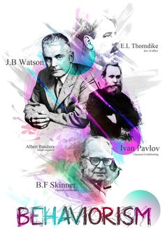 the poster for behavorism with three men in different colors