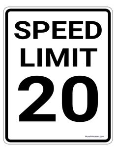 a speed limit sign with the words speed limit 20 in black on a white background