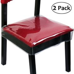 a red plastic chair with black legs and two packs of the chairs are on sale