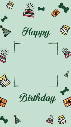 happy birthday doggie day card with dog and presents on the green background - cards print templates