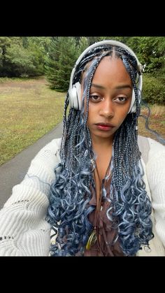 Box Braids Ombre, Blue Braids, Braids Ombre, Guitar Tattoo, Blonde Braids, Cute Box Braids Hairstyles, Protective Hairstyles Braids, Pretty Braided Hairstyles, Hairdos For Curly Hair