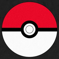 the pokemon ball is shown in red, white and black with a circle at the center