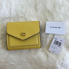 Coach Wyn Small Wallet In Retro Yellow, New With Tags, Color Is No Longer Available Coach Wyn Wallet, Coach Bifold Coin Purse With Card Slots, Coach Wallet With Coin Pocket As Gift, Coach Wallet With Coin Pocket For Gift, Coach Bifold Wallet As Gift, Compact Coach Wallet As Gift, Coach Rectangular Wallet With Coin Pocket, Coach Wallet With Coin Pocket, Coach Rectangular Trifold Wallet With Coin Pocket