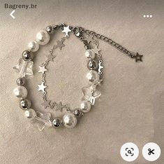 Bracelets Pearl, Silver Beaded Bracelet, Bracelets Design, Bracelet Pearl, Jewelry Accessories Ideas, Silver Bead Bracelet, Crystal Stars, Funky Jewelry, Star Bracelet