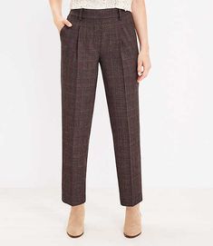 Loft Pull On Taper Pants in Plaid Size Medium Brown Women's by Loft Size Regular - M Brown Multi Women's One, Fit, Slim, Pants, 63%, Polyester, 33%, Rayon, 4%, Spandex, Machine, Washable Brown Plaid Pants, Drapey Pants, Taper Pants, Plaid Brown, Brown Plaid, Tapered Pants, Plaid Pants, Slim Pants, Medium Brown