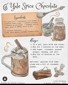 a recipe for homemade hot chocolate with cinnamons and spices in it, including sugar