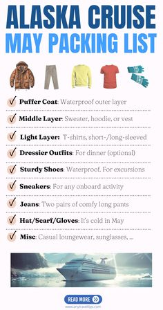 the alaska cruise may packing list