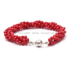 PRODUCT DETAIL :ITEM : RED CORAL BEADED BRACELET/ ROPE BRACELETITEM CODE :  DGC2604ITEM NAME :BRACELETGEMSTONE :  RED CORALBEADS SHAPE : SMOOTH ROUNDLENGTH :   8" INCHBEADS SIZE:  4mm ApproxWEIGHT :  100 Cts. APPROXCUSTOMIZATION/BULK ORDER : AVAILABLEPLEASE FEEL FREE TO CONTACT IF YOU REQUIRE ANY FURTHER INFORMATION. Red Beaded Bracelets With Gemstone Beads, Beaded Red Coral Round Bead Bracelets, Red Coral Bracelets With Gemstone Beads, Red Coral Gemstone Beads Bracelets, Hand-strung Red Coral Beaded Bracelets With Round Beads, Red Coral Gemstone Beaded Bracelets, Red Beaded Pearl Bracelet With Round Beads, Handmade Red Pearl Bracelet With Round Beads, Halloween Beaded Jewelry