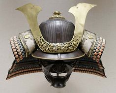 Japanese parade helmet, made from iron, gilded copper, lacquered leather, silk. (Public Domain) Ancient Armor, Art Chinois, Samurai Armor, Warrior Tattoo