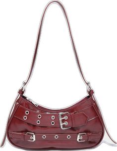 Adjustable Strap Shoulder Bag For Concert, Burgundy Bag, Decoration Vintage, Style Rock, Rock Style, Punk Fashion, Rivets, Retro Inspired, Bag Straps