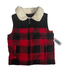 New With Tag Size 18-24 Months Measurements- Pit To Pit:12.5 Inches Shoulder-Down:14 Inches Red Outerwear For Playtime In Fall, Red Outerwear For Fall Playtime, Red Cotton Outerwear For Playtime, Kids Puffer Vest, Winter Puffer Vest, Blue Jean Vest, Fluffy Vest, Girls Puffer Vest, Old Navy Vest